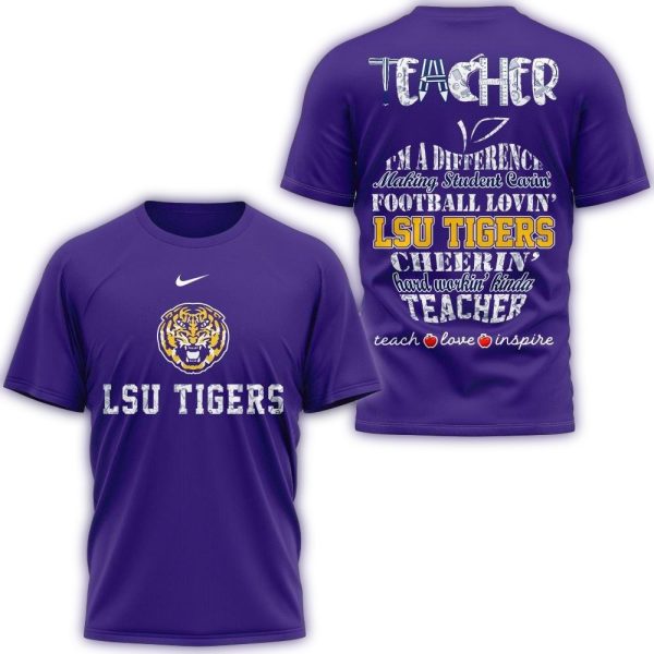 LSU Tigers Teacher Teach Love Inspire All Over Print Shirt 1