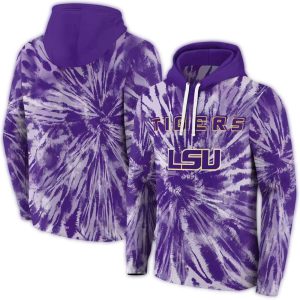 Lsu Tigers Tie Dye Pattern All Over Print Hoodie