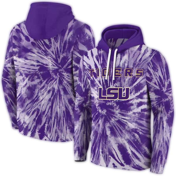 LSU Tigers Tie Dye Pattern AOP Hoodie 1