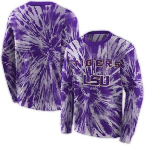 Lsu Tigers Tie Dye Pattern All Over Print Sweatshirt