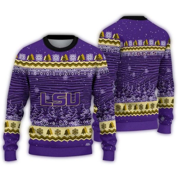 LSU Tigers Tree Pattern Ugly Sweater 1