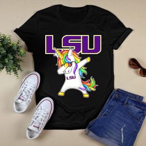Lsu Tigers Unicorn Dabbing Rainbow Mane T-Shirt