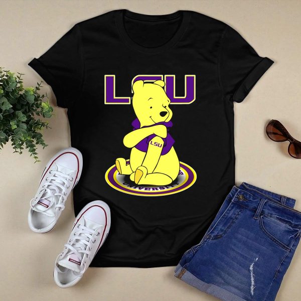 LSU Tigers Winnie the Pooh University Mascot T Shirt Black 1