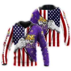 Lsu Tigers With Flag American My Heart All Over Print Hoodie