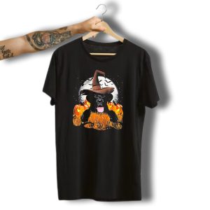 Labrador Halloween Cute Dog Witch With Pumpkin And Moon T-Shirt