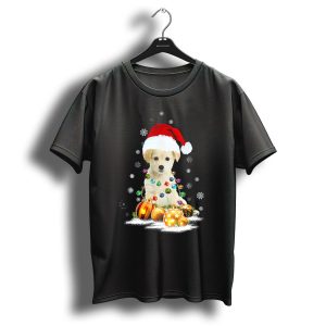 Labrador Retriever Christmas Light Up Dog With Santa Hat And Ornaments T-Shirt