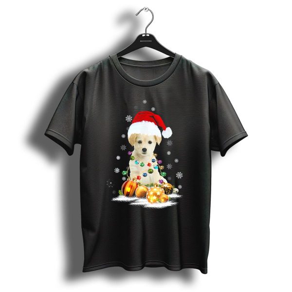 Labrador Retriever Christmas Light Up Dog With Santa Hat And Ornaments T Shirt 1 t shirt 1