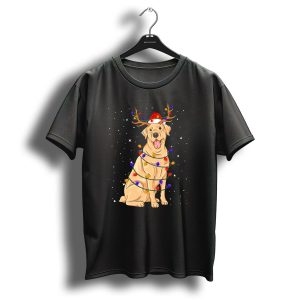 Labrador Retriever Christmas Lights Santa Hat Reindeer Antlers T Shirt