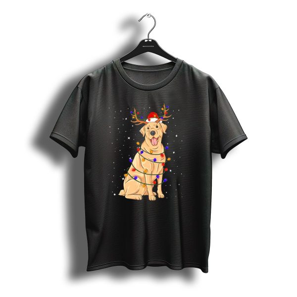 Labrador Retriever Christmas Lights Santa Hat Reindeer Antlers T Shirt t shirt 1