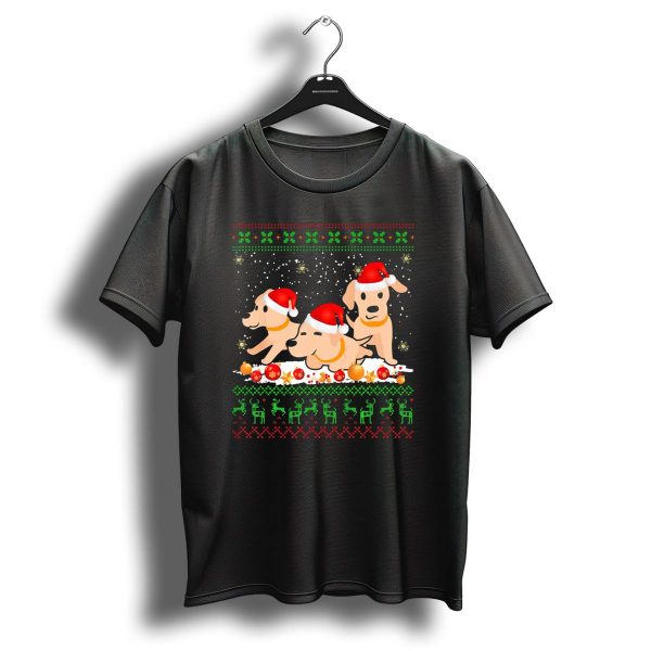 Labrador Retriever Christmas Santa Hat Reindeer Snowflakes Ornaments T Shirt 1 t shirt 1