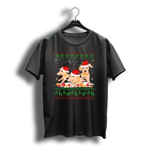Labrador Retriever Christmas Santa Hat Reindeer Snowflakes T-Shirt