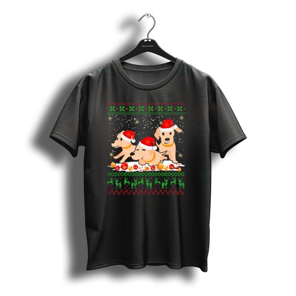 Labrador Retriever Christmas Santa Hat Reindeer Snowflakes T Shirt t shirt 1