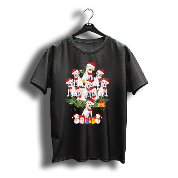 Labrador Retriever Christmas Tree With Santa Hats Snowmen And Presents T Shirt t shirt 1