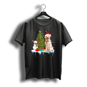 Labrador Retriever Santa Hat Christmas Tree Snowman Lights T-Shirt