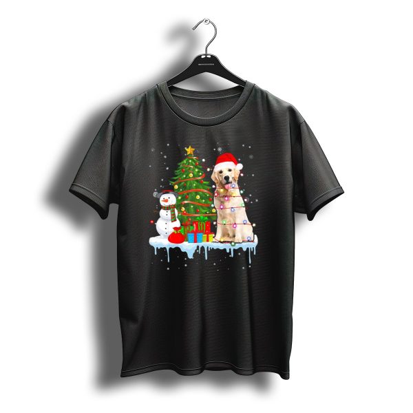 Labrador Retriever Santa Hat Christmas Tree Snowman Lights T Shirt t shirt 1