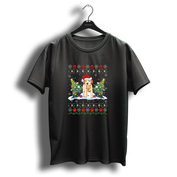 Labrador Retriever Santa Hat Christmas Trees Snowflakes Ugly Labrador Retriever T Shirt 1 t shirt 1