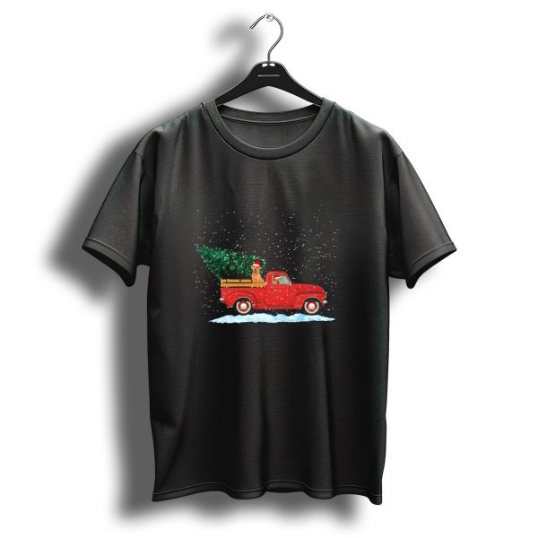 Labrador Retriever Santa Hat Red Pickup Truck Christmas Tree Snowflakes T Shirt 1 t shirt 1