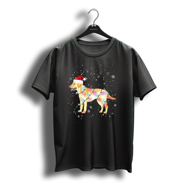 Labrador Retriever With Santa Hat And Christmas Lights Surrounded By Snowflakes T Shirt t shirt 1