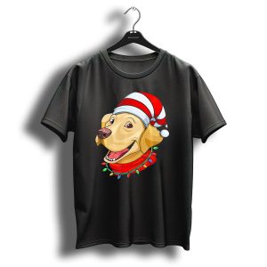 Labrador Retriever With Santa Hat And Christmas Lights T Shirt