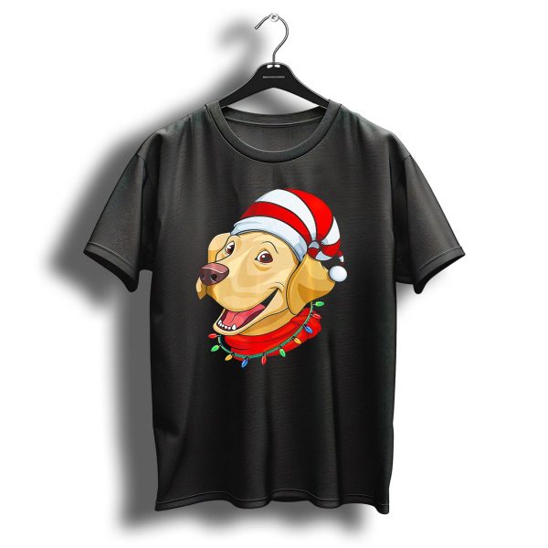 Labrador Retriever With Santa Hat And Christmas Lights T Shirt 1 t shirt 1