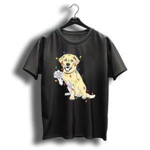 Labrador Retriever Wrapped In Christmas Lights With My Festive Lab T Shirt
