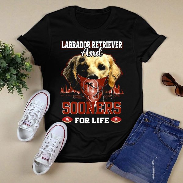 Labrador Retriever and Oklahoma Sooners for Life T Shirt 1