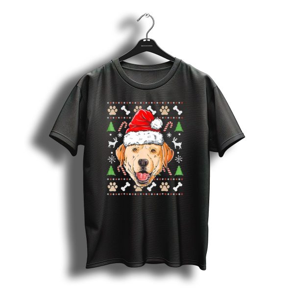 Labrador Santa Hat Ugly Christmas Sweater Candy Canes And Paw Prints T Shirt t shirt 1