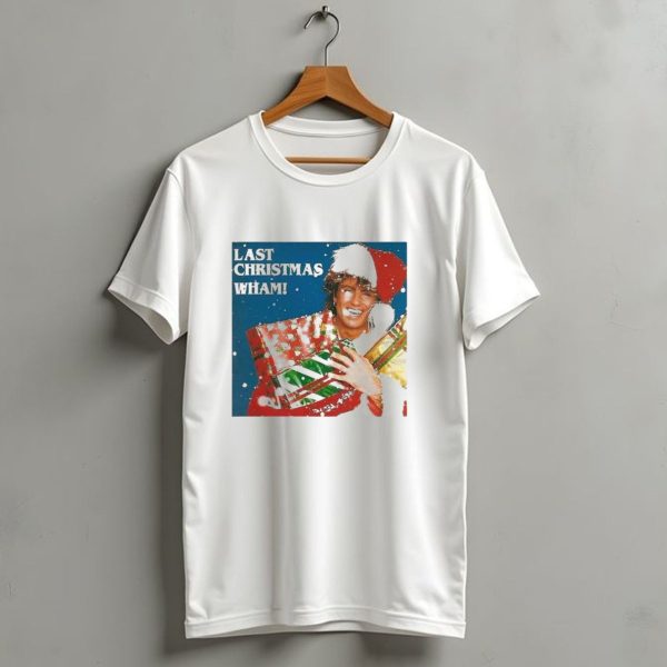 Last Christmas Wham George Michael Santa Hat Holding Gift T Shirt 1 t shirt 1