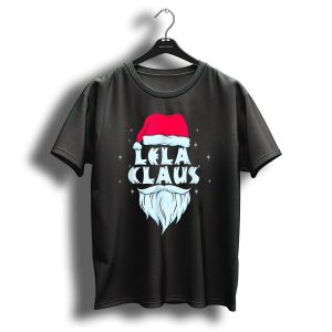 Lela Claus Santa Christmas Beard Hat Holiday Stars T Shirt