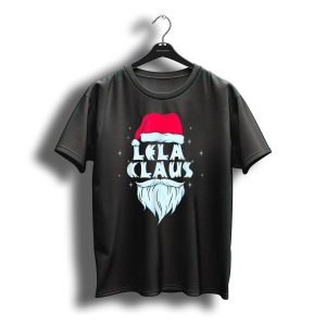 Lela Claus Santa Christmas Beard Hat Holiday Stars T-Shirt