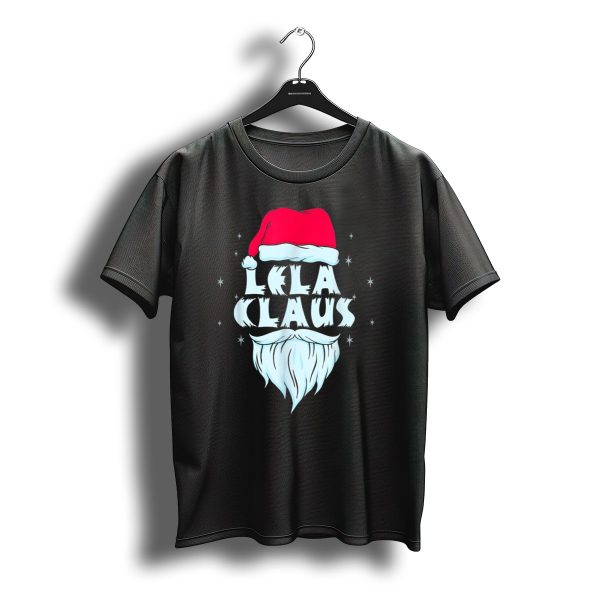 Lela Claus Santa Christmas Beard Hat Holiday Stars T Shirt t shirt 1