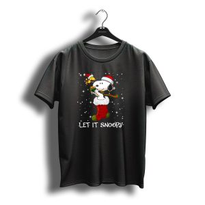 Let It Snoopy Snoopy In Christmas Sock With Santa Hat And Present T-Shirt
