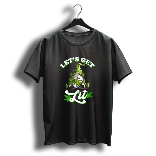 Lets Get Lit Christmas Gnome Weed Green Cannabis Gnome T Shirt 1 t shirt 1