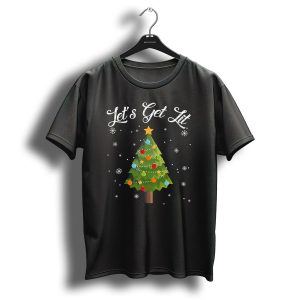 Let's Get Lit Christmas Tree Funny Drink Snowflakes T-Shirt