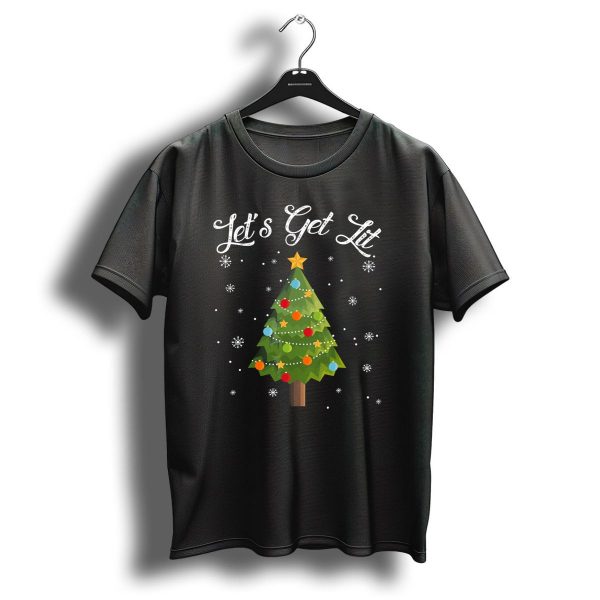 Lets Get Lit Christmas Tree Funny Drink Snowflakes T Shirt 1 t shirt 1