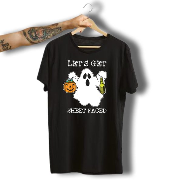 Lets Get Sheet Faced Halloween Ghost Pumpkin Alcohol T Shirt t shirt 1