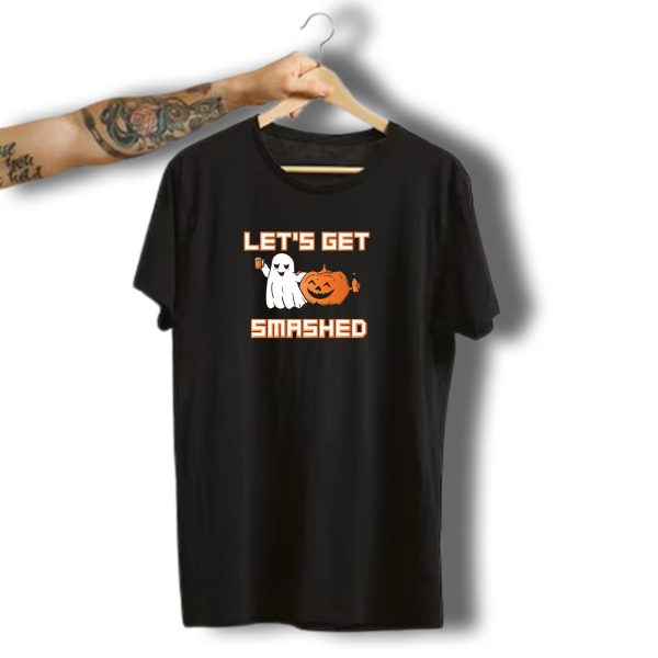 Lets Get Smashed Halloween Ghost And Pumpkin T Shirt t shirt 1