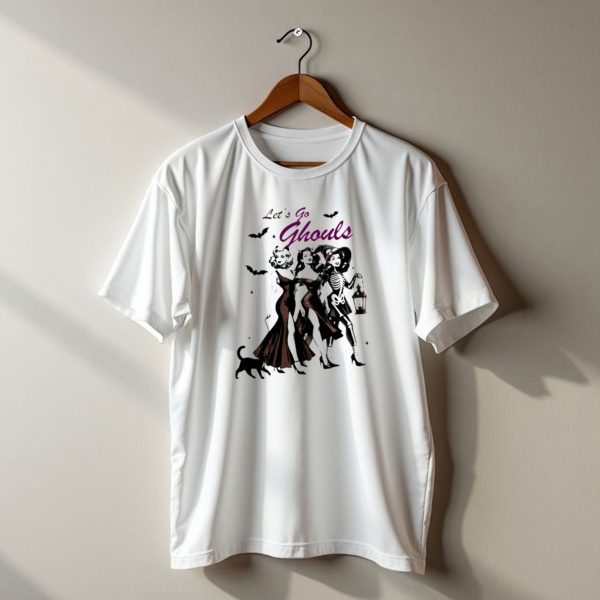 Lets Go Ghouls Halloween Girls Vintage Costumes And Cats T Shirt t shirt 1