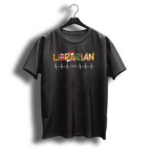 Librarian Christmas Heartbeat Festive T Shirt
