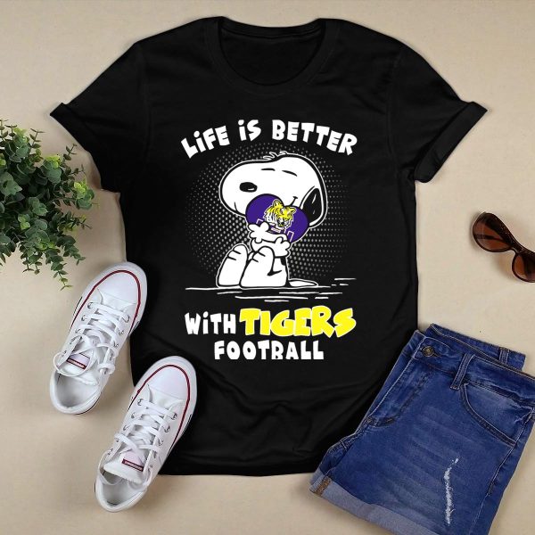 Life Is Better With Lsu Tigers Football T Shirt Black 1