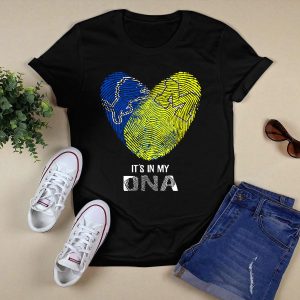 Lions Michigan Wolverines Heart Shaped Fingerprint It's In My Dna T-Shirt