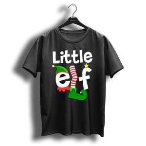 Little Elf Christmas Hat And Stocking Letter T-Shirt