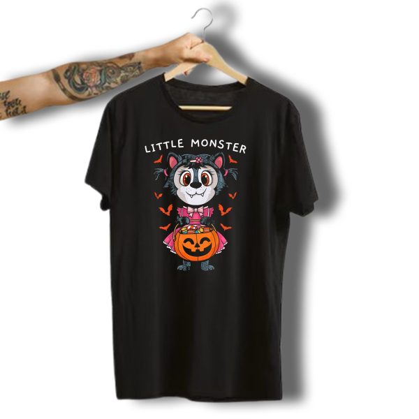 Little Monster Halloween Werewolf With Pumpkin Candy T Shirt t shirt 1