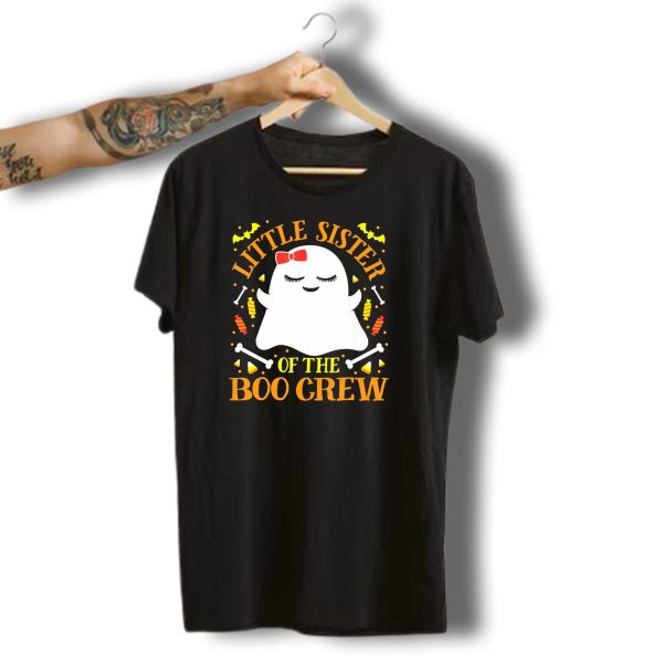 Little Sister Of The Boo Crew Ghost Halloween Candy Bats T Shirt t shirt 1