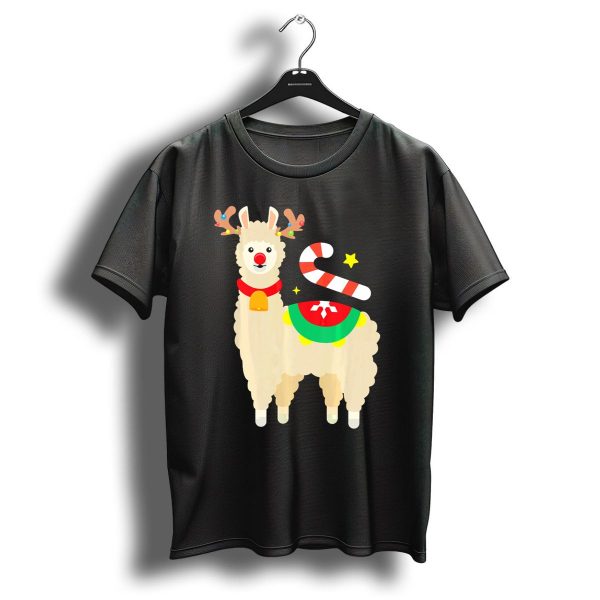 Llama Reindeer Funny Cute Alpaca Lover Christmas Candy Cane Antlers T Shirt 1 t shirt 1