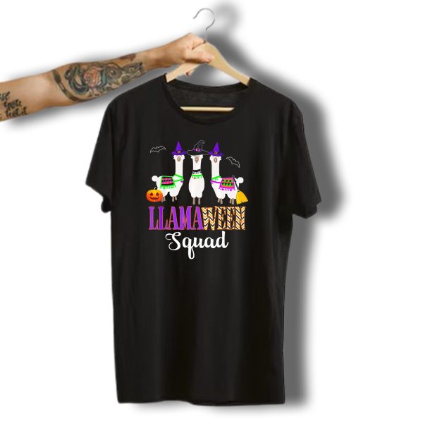 Llamaween Squad Halloween Pun Funny Llama Alpaca T Shirt t shirt 1
