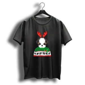 Long Sleeve Shih Tzu Dog Christmas Holiday Reindeer Antlers Ugly T-Shirt