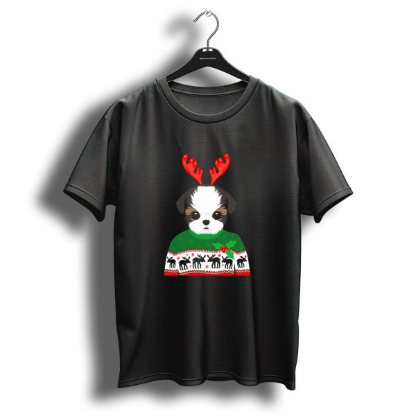 Long Sleeve Shih Tzu Dog Christmas Holiday Reindeer Antlers Ugly T Shirt 1 t shirt 1