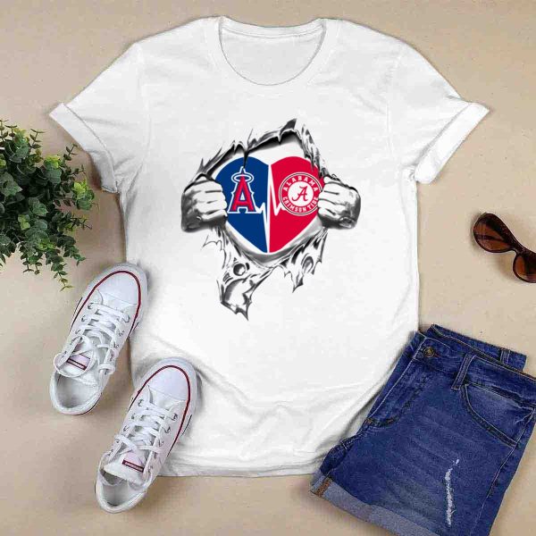 Los Angeles Angels Alabama Crimson Tide Heart T Shirt Style 1 0