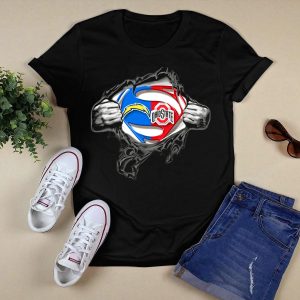 Los Angeles Chargers Ohio State Buckeyes Superman Logo Fusion T Shirt